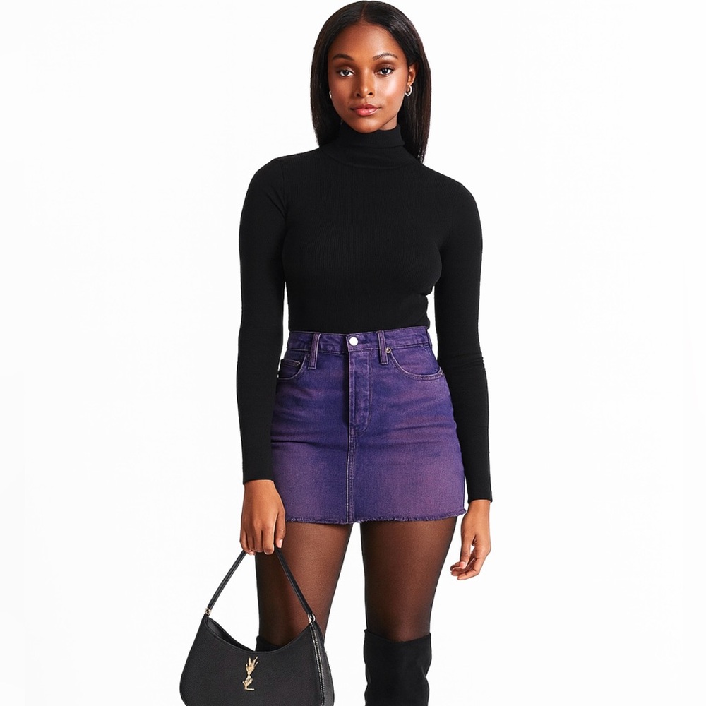 Levi's Denim Purple Burgundy Icon Raw Hem Skirt Size: 31/9